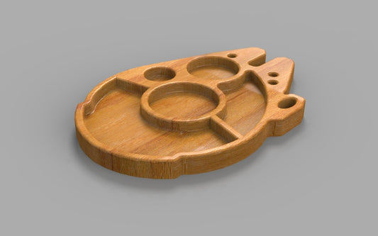 Millennium Falcon Star Trek Wood Kid Plate - Animal Dinner Plate - Wooden Serving Dish