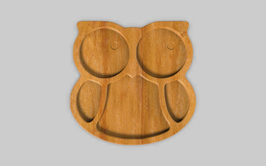 Owl Wood Kid Plate - Animal Dinner Plate - Wooden Serving Dish