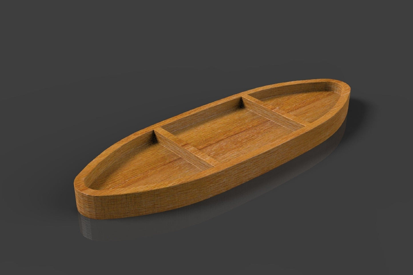 Sushi Boat Wooden Serving Tray - Lucky Boat - Cheese Board - Chip & Dip - Divided Bowl - Wooden Platter