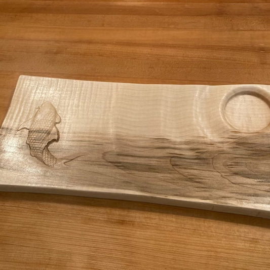 Sushi Wooden Serving Tray - Cheese Board - Chip & Dip - Divided Bowl - Wooden Platter