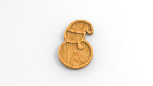 Snowman Wooden Serving Tray - Charcuterie Board - Cheese Board - Chip & Dip - Divided Bowl - Wooden Platter