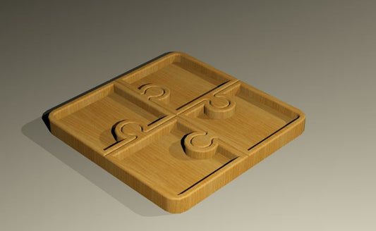 Puzzle Piece Wood Serving Tray - 4 Piece - Charcuterie Board - Cheese Board - Chip & Dip - Divided Bowl - Serving Tray Platter