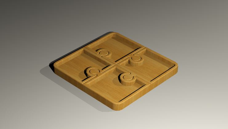 Puzzle Piece Wood Serving Tray - 4 Piece - Charcuterie Board - Cheese Board - Chip & Dip - Divided Bowl - Serving Tray Platter