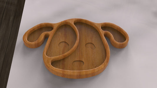 Dog Puppy Wood Kid Plate - Dinner Plate - Wooden Serving Dish