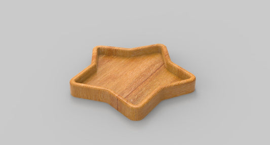 Star Wood Catch All Tray - Vanity Valet Bowl - 10"