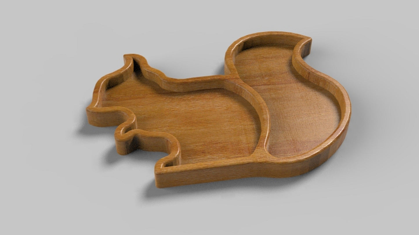 Squirrel Wood Kid Plate - Animal Dinner Plate - Wooden Serving Dish