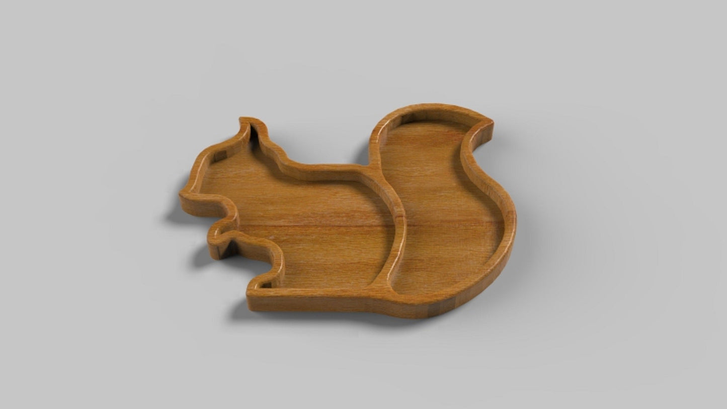 Squirrel Wood Kid Plate - Animal Dinner Plate - Wooden Serving Dish