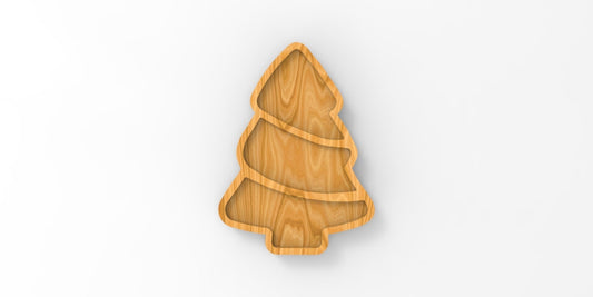 Christmas Holiday Tree Wooden Serving Tray - Charcuterie Board - Cheese Board - Chip & Dip - Divided Bowl - Wooden Platter