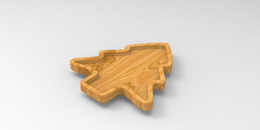 Christmas Tree Holiday Wooden Serving Tray - Charcuterie Board - Cheese Board - Chip & Dip - Divided Bowl - Wooden Platter