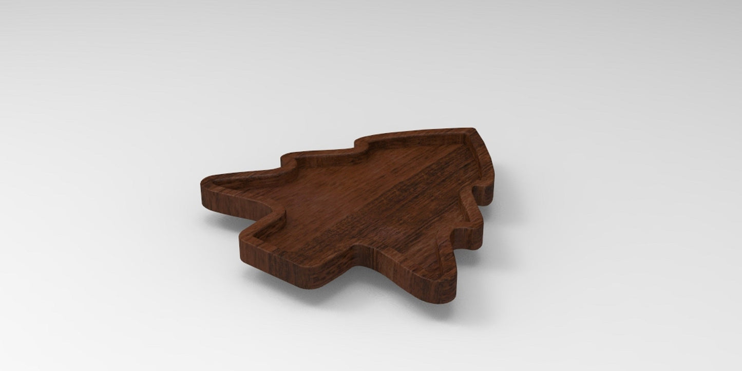 Christmas Tree Holiday Wooden Serving Tray - Charcuterie Board - Cheese Board - Chip & Dip - Divided Bowl - Wooden Platter