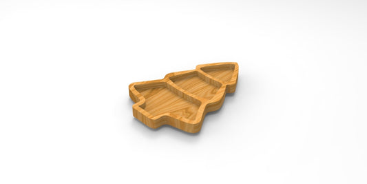Christmas Tree Wooden Serving Tray - Charcuterie Board - Cheese Board - Chip & Dip - Divided Bowl - Wooden Platter