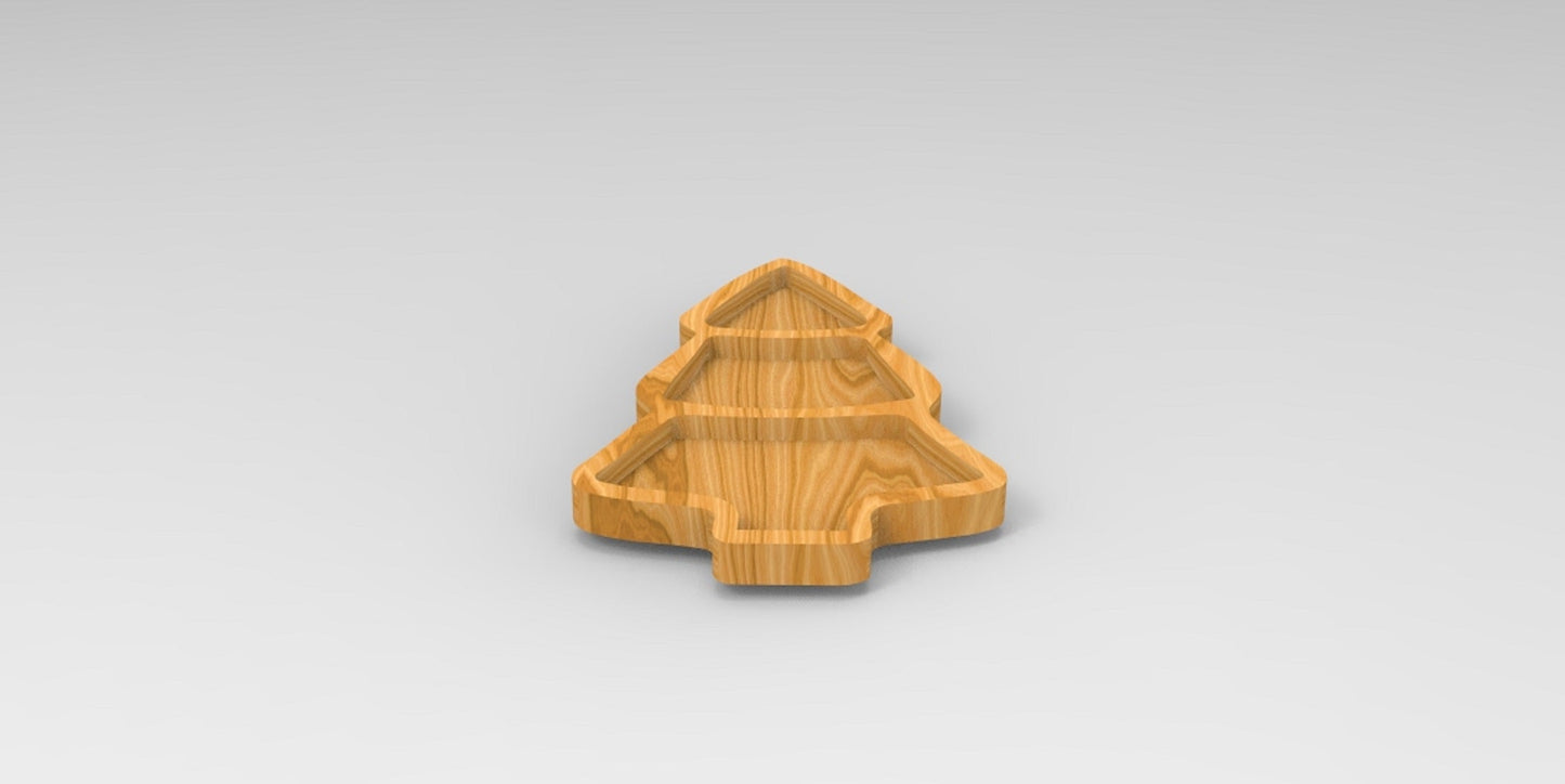 Christmas Tree Wooden Serving Tray - Charcuterie Board - Cheese Board - Chip & Dip - Divided Bowl - Wooden Platter