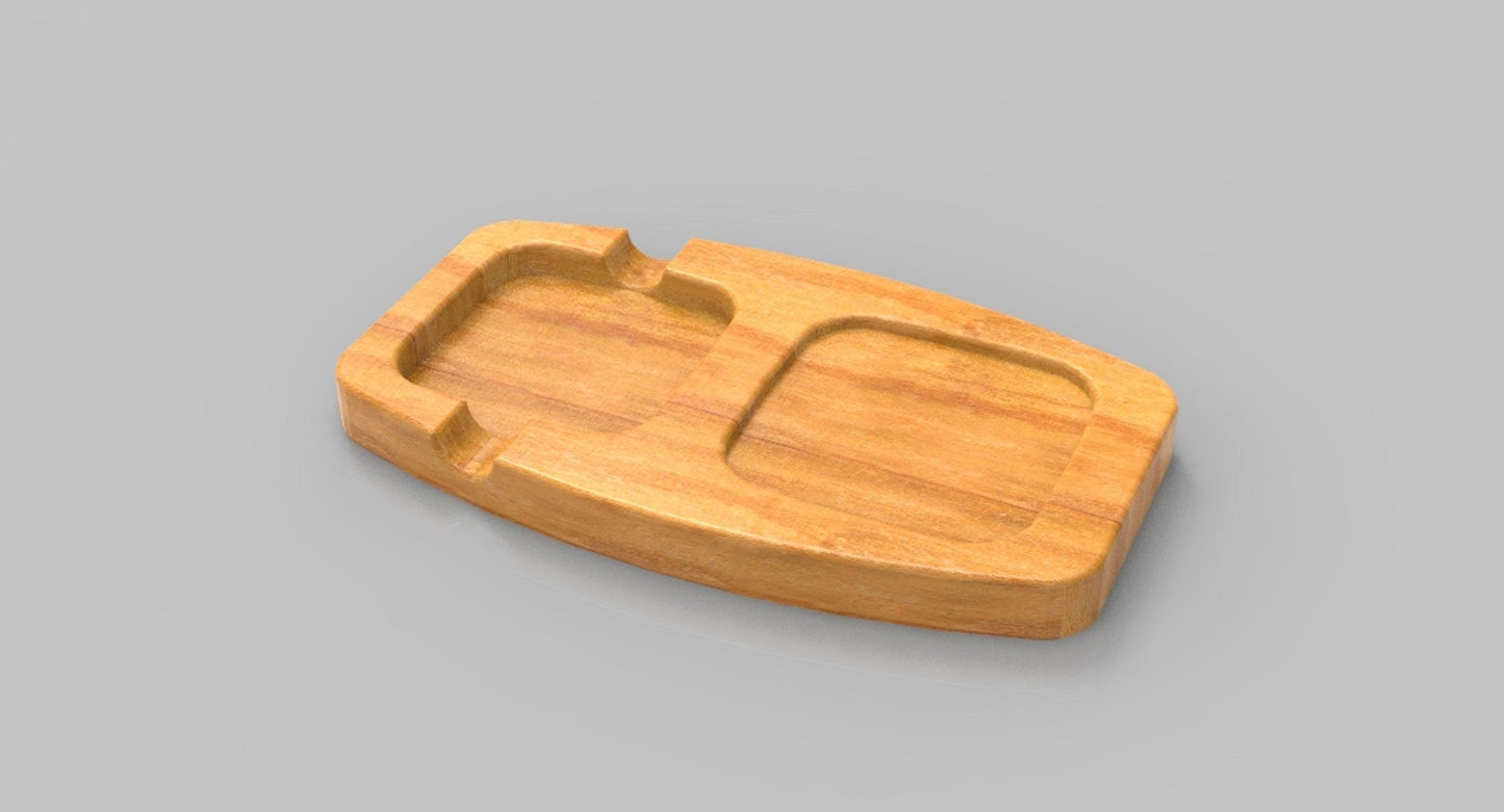 Whiskey & Cigar Wooden Tray - Square Ashtray - Coaster Drink Holder - Wooden Platter