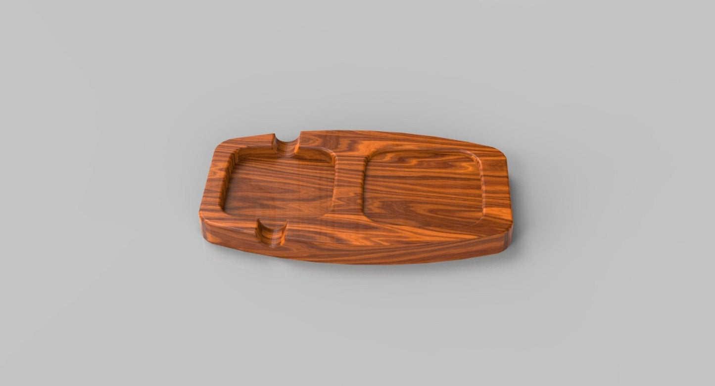 Whiskey & Cigar Wooden Tray - Square Ashtray - Coaster Drink Holder - Wooden Platter