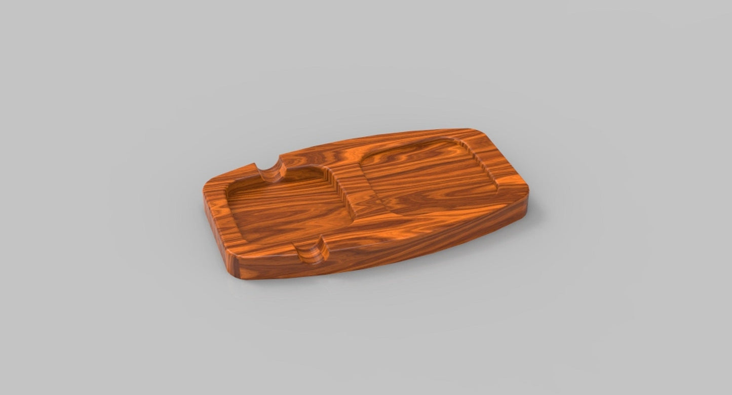 Whiskey & Cigar Wooden Tray - Square Ashtray - Coaster Drink Holder - Wooden Platter