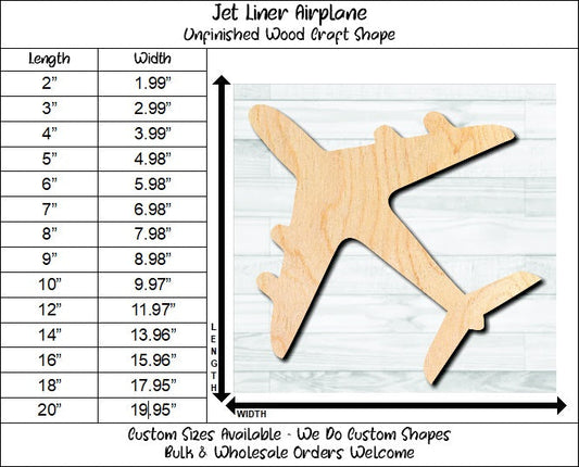 Airplane Air Liner Unfinished Wood Shape Blank Laser Engraved Cut Out Woodcraft Craft Supply