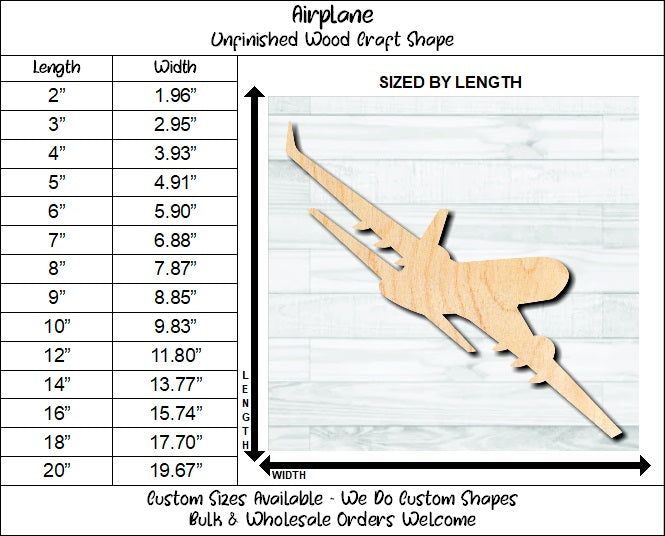 Airplane Air Liner Unfinished Wood Shape Blank Laser Engraved Cut Out Woodcraft Craft Supply