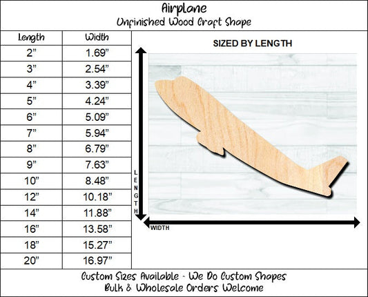 Airplane Jet Unfinished Wood Shape Blank Laser Engraved Cut Out Woodcraft Craft Supply