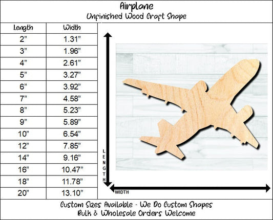 Airplane Jet Unfinished Wood Shape Blank Laser Engraved Cut Out Woodcraft Craft Supply
