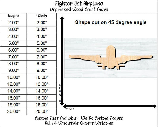 Airplane Jet Unfinished Wood Shape Blank Laser Engraved Cut Out Woodcraft Craft Supply