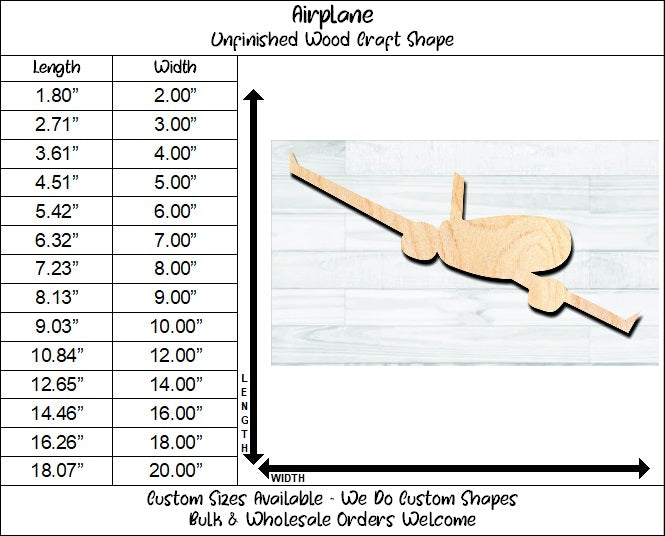 Airplane Jet Unfinished Wood Shape Blank Laser Engraved Cut Out Woodcraft Craft Supply