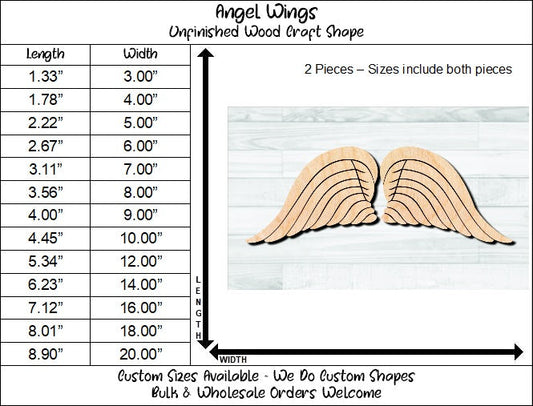 Angel Wings Unfinished Wood Shape Blank Laser Engraved Cut Out Woodcraft Craft Supply