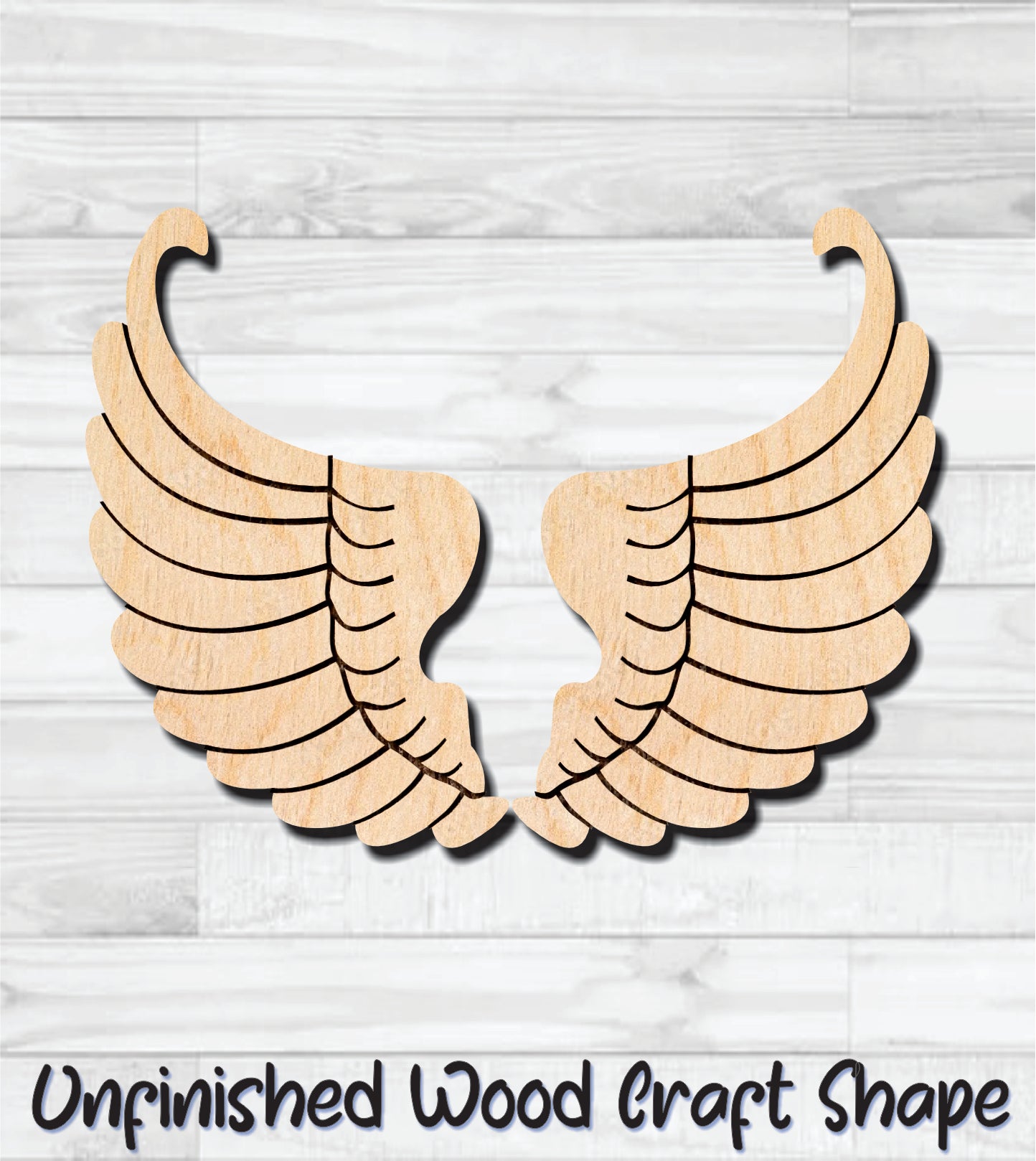 Angel Wings Unfinished Wood Shape Blank Laser Engraved Cut Out Woodcraft Craft Supply