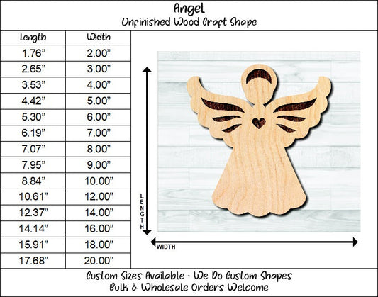 Angel Unfinished Wood Shape Blank Laser Engraved Cut Out Woodcraft Craft Supply