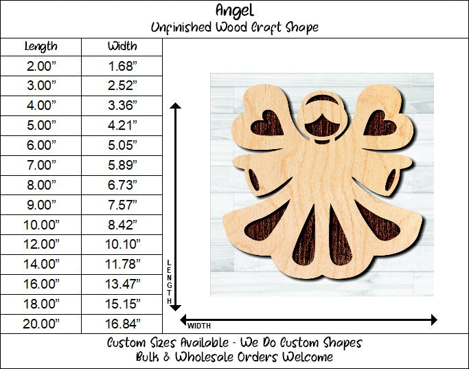Angel Unfinished Wood Shape Blank Laser Engraved Cut Out Woodcraft Craft Supply