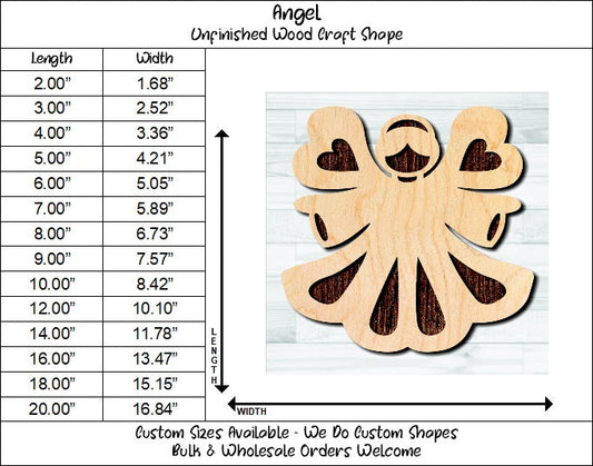 Angel Unfinished Wood Shape Blank Laser Engraved Cut Out Woodcraft Craft Supply