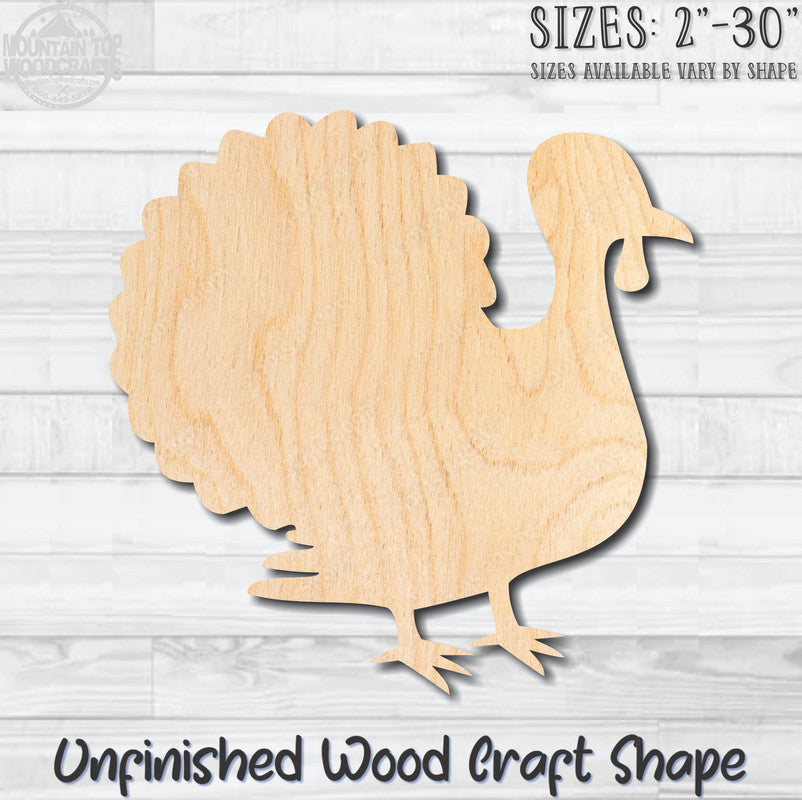 Thanksgiving Turkey Unfinished Wood Shape Blank Laser Engraved Cut Out Woodcraft Craft Supply