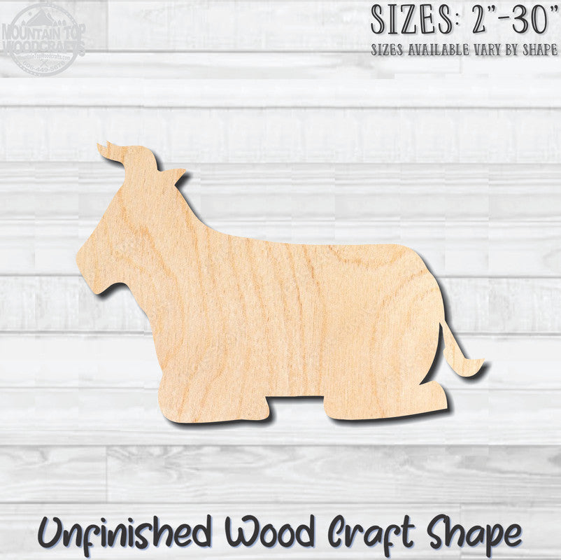 Cow Laying Nativity Unfinished Wood Shape Blank Laser Engraved Cutout Woodcraft Craft Supply