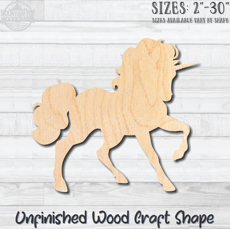 Unicorn Unfinished Wood Shape Blank Laser Cut Out Woodcraft Craft Supply