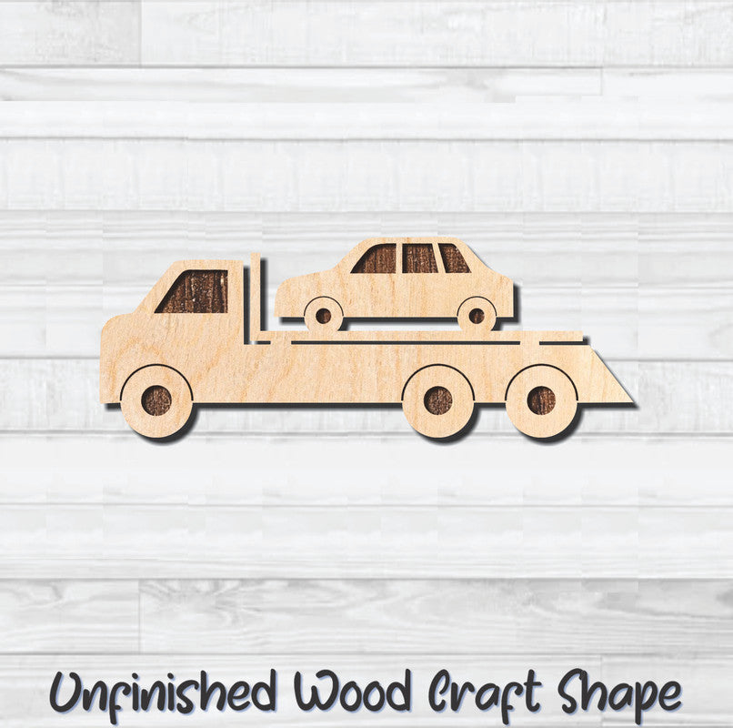 Tow Truck Flat Bed Auto Unfinished Wood Shape Blank Laser Engraved Cutout Woodcraft Craft Supply