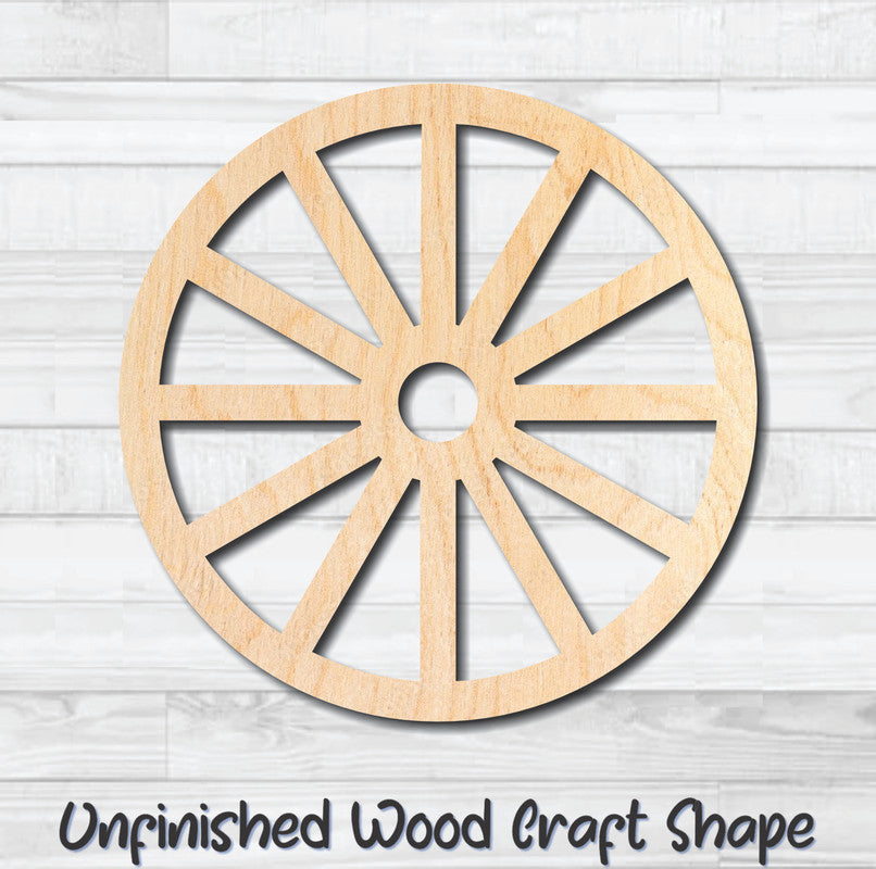 Wagon Wheel Unfinished Wood Shape Blank Laser Cut Out Woodcraft Craft Supply