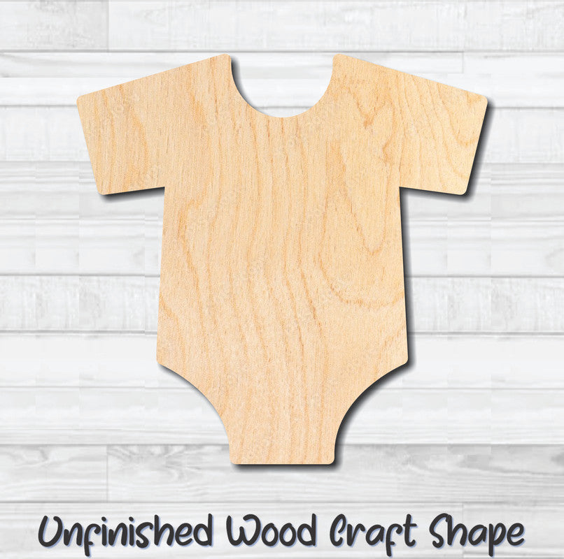 Baby Onesie Unfinished Wood Shape Blank Laser Engraved Cutout Woodcraft Craft Supply