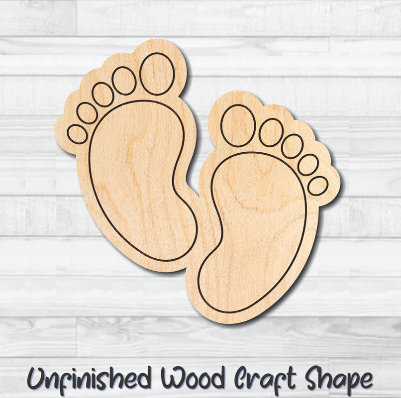 Baby Feet Unfinished Wood Shape Blank Laser Engraved Cutout Woodcraft Craft Supply