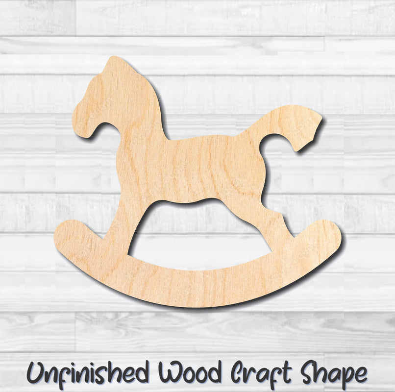 Rocking Horse Unfinished Wood Shape Blank Laser Engraved Cutout Woodcraft Craft Supply