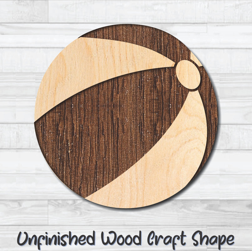 Beach Ball Unfinished Wood Shape Blank Laser Engraved Cutout Woodcraft Craft Supply