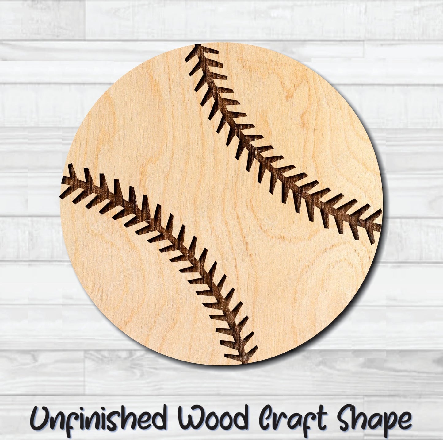 Baseball Unfinished Wood Shape Blank Laser Engraved Cut Out Woodcraft Craft Supply