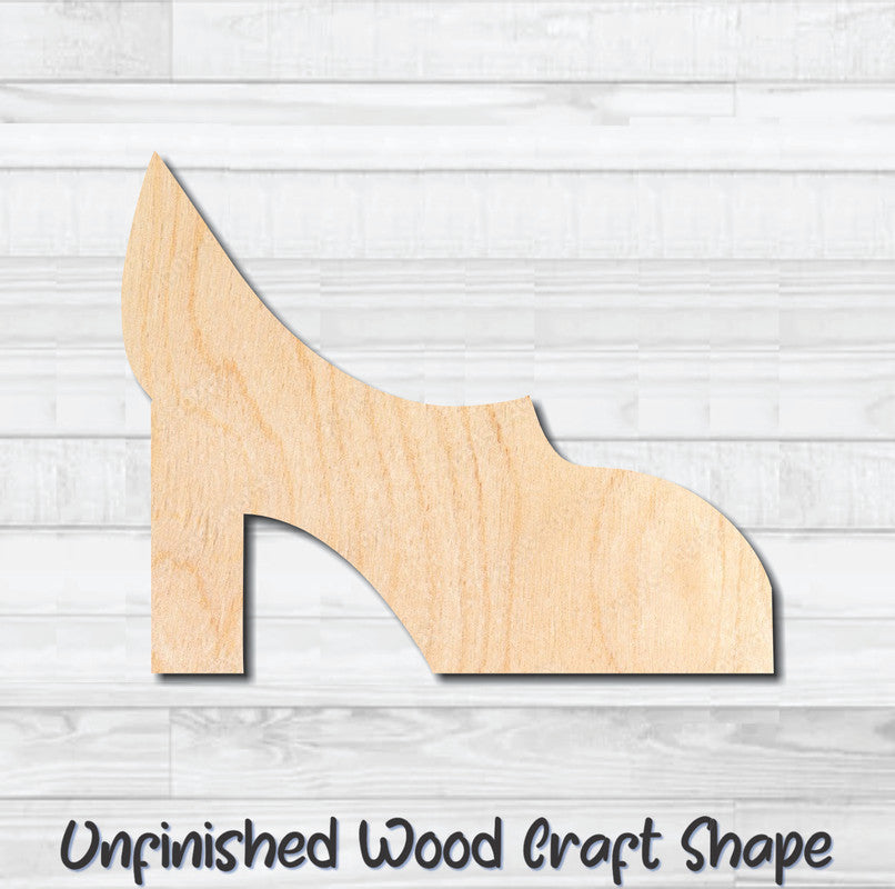 Heeled Boot Shoes Unfinished Wood Shape Blank Laser Engraved Cutout Woodcraft Craft Supply