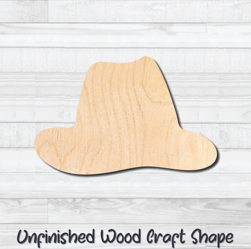 Western Hat Unfinished Wood Shape Blank Laser Engraved Cutout Woodcraft Craft Supply