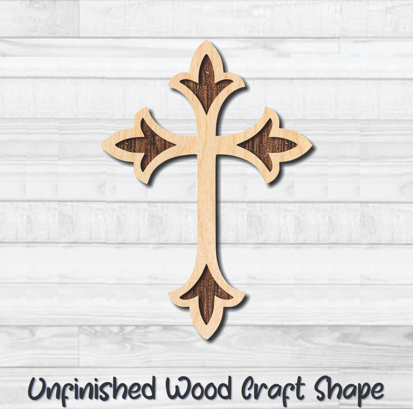 Cross Christian Religion 8 Unfinished Wood Shape Blank Laser Engraved Cutout Woodcraft Craft Supply