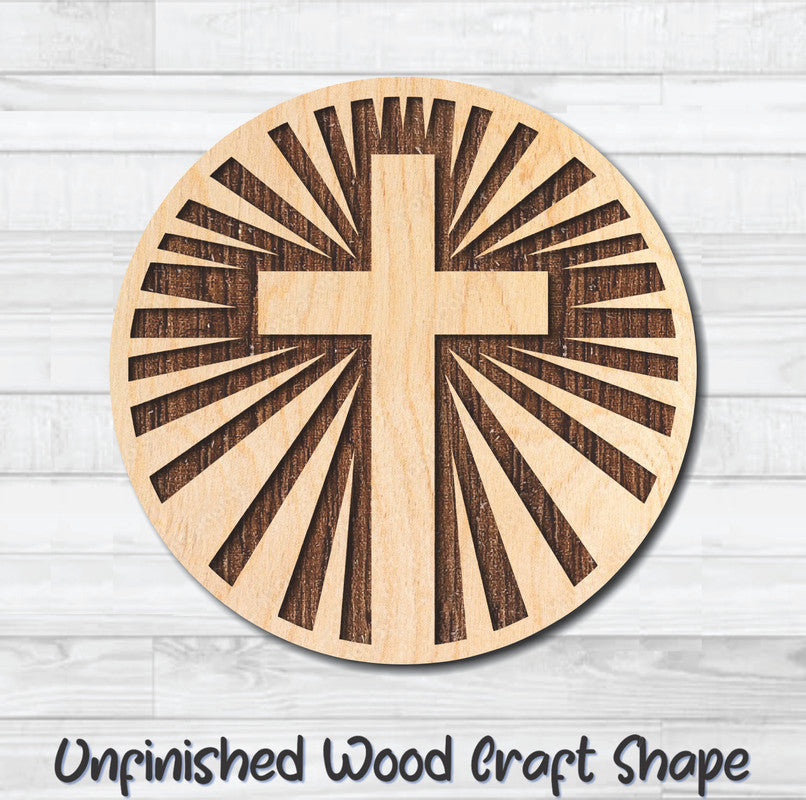 Cross Coaster Christian Religion Unfinished Wood Shape Blank Laser Engraved Cutout Woodcraft Craft Supply