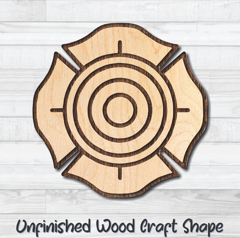 Maltese Cross 13 Firefighter Unfinished Wood Shape Blank Laser Engraved Cutout Woodcraft Craft Supply