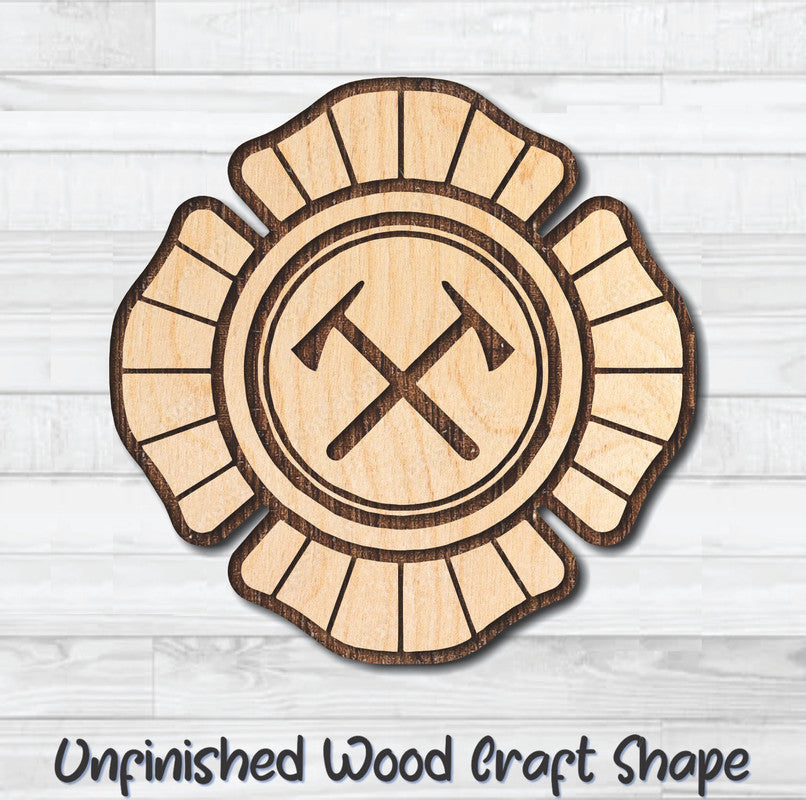 Maltese Cross 14 Ax Firefighter Unfinished Wood Shape Blank Laser Engraved Cutout Woodcraft Craft Supply