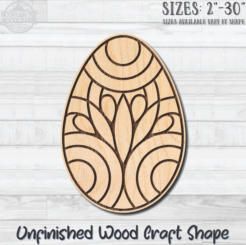 Floral Coloring Easter Egg 7 Unfinished Wood Shape Blank Laser Engraved Cutout Woodcraft Craft Supply