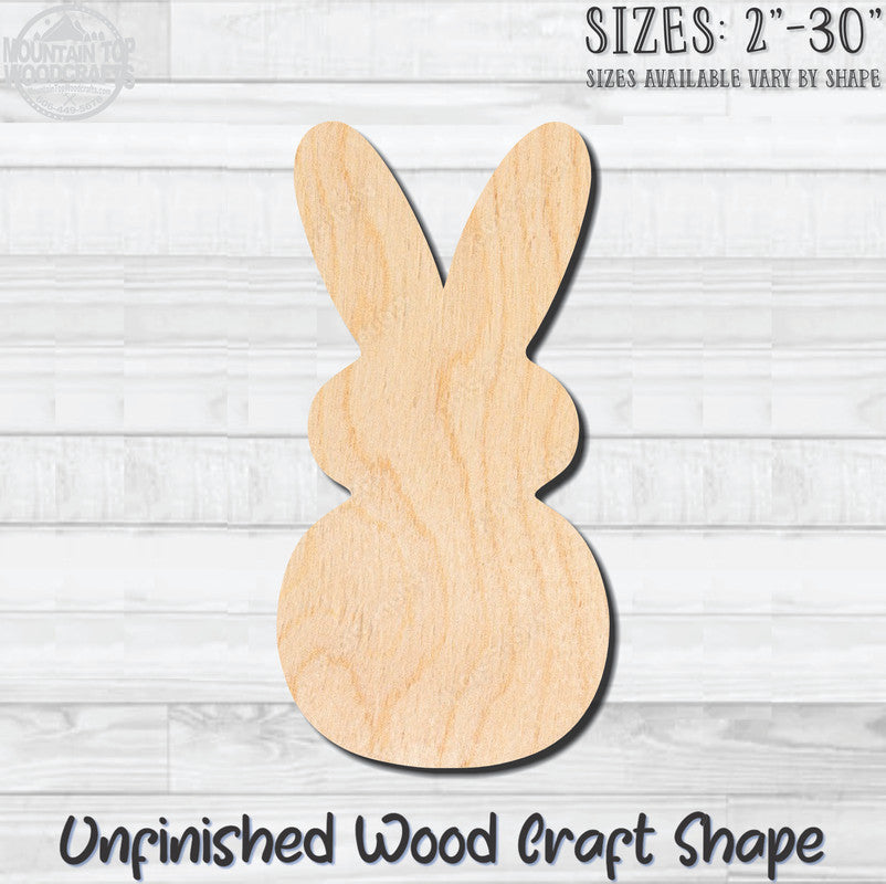 Easter Peep Bunny Unfinished Wood Shape Blank Laser Engraved Cutout Woodcraft Craft Supply