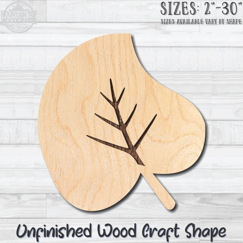 Autumn Leaf 8 Fall Unfinished Wood Shape Blank Laser Engraved Cutout Woodcraft Craft Supply