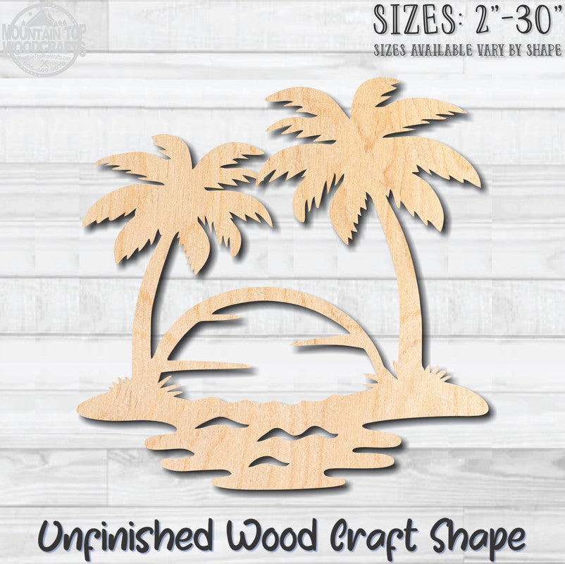 Beach Scene 8 Unfinished Wood Shape Blank Laser Engraved Cutout Woodcraft Craft Supply